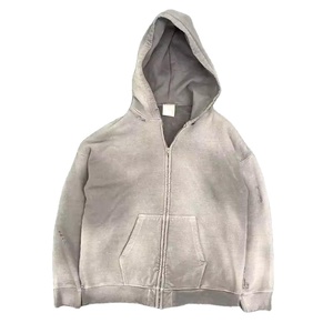 Sweat à capuche noir pour homme, effet délavé, qualité supérieure, coton et polyester épais, aspect vieilli, prix usine de gros - Product Image 1