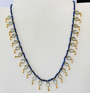 Collier en argent bohème fait main avec incrustation de réglage de lunette aigue-marine naturelle cadeau de fête pour femmes et enfants - Product Image 2