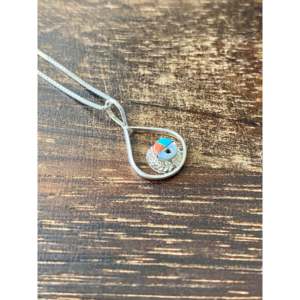 Zuni Ethnic Style Multi-Stone and Sterling Silver Sunface Pendant - Product Image 2