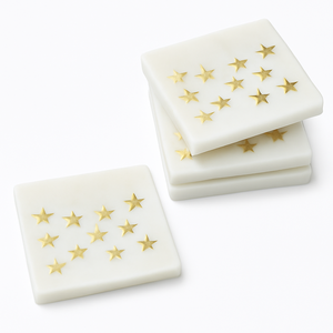 Dessous de verre en pierre à motif étoilé pour décoration de table élégante et protection des boissons de luxe avec sous-verres en marbre de qualité supérieure - Product Image 5