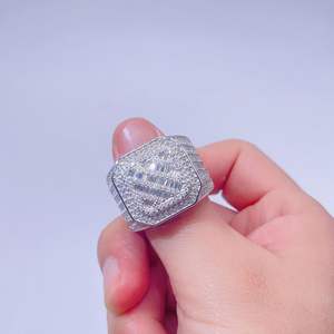 Round and Baguette Lab Grown Diamond Cute Style <b>Rose</b> <b>Gold</b> Engagement <b>Ring</b> for <b>Men</b> - Product Image 3