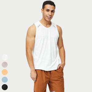 Chaleco de gimnasio sin mangas con logotipo personalizado para hombre, camiseta sin mangas transpirable ligera de secado rápido para entrenamiento, informal para Fitness Camiseta de punto, correr, atletismo - Product Image 2