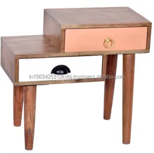 Home Decor Furniture Indian Classic Elegant Furniture Retro Style Colorful Wooden Furniture Bedside Multi Drawers