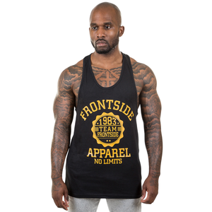 Mens Black Yellow Bodybuilding Stringer Tank Top <b>Muscle</b> <b>Fit</b> Sleeveless Gym <b>Vest</b> Workout Fitness Training Apparel - Product Image 1