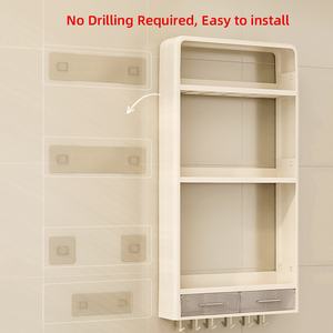 Hiện đại 3-Tier phòng tắm lưu trữ giá không thấm nước treo tường nhà bếp lưu trữ Kệ tiết kiệm không gian lưu trữ chủ kệ - Product Image 6