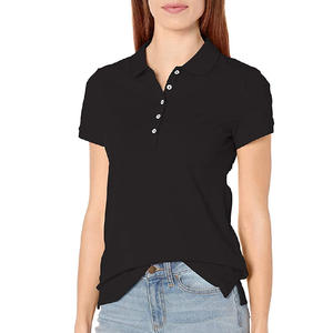 Polo de mujer transpirable con logotipo personalizado de alta calidad, camiseta Polo estampada ajustada de algodón y poliéster para mujer - Product Image 1