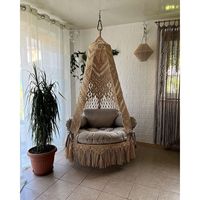 Fauteuil suspendu en macramé bohème fait main pour l'extérieur et la cour, hamac durable pour le confort et le style