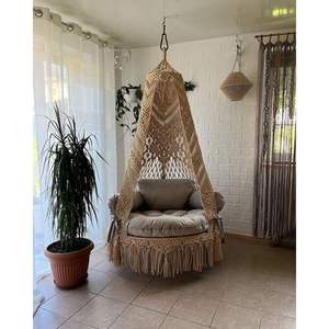 Silla Colgante de Macramé Bohemia Hecha a Mano, Hamaca Colgante para Exteriores y Patio, Silla Colgante Resistente para Comodidad y Estilo - Product Image 1