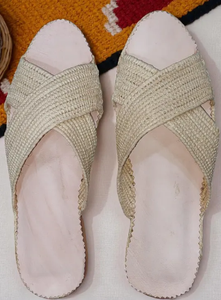 Handmade <b>Woven</b> Raffia Leather Slides Moroccan Summer Sandals Boho Flat <b>Mules</b> Artisan Footwear for Women - Product Image 3