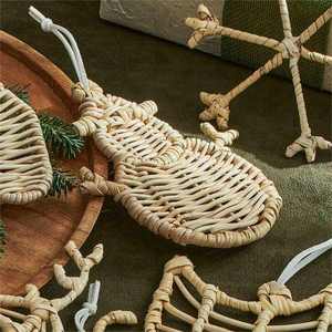 เครื่องประดับตกแต่งต้นคริสต์มาสทำมือจากหวาย สำหรับแขวนประดับในเทศกาลวันหยุด พร้อมขาตั้งและอุปกรณ์เสริม - Product Image 5