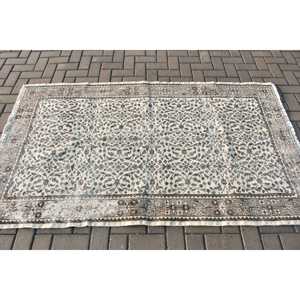 Tapis vintage 3,9x6,8 pieds, tapis turc, tapis en laine patchwork gris brun - Product Image 3