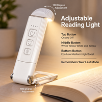 Lampe de lecture LED rechargeable par USB avec batterie 500 mAh, 3 modes d'éclairage, 5 niveaux de luminosité et fonction de mémoire de mode
