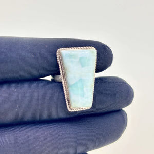 สินค้ามาใหม่925แข็งเงินสเตอร์ลิงแท้รูปพีระมิดลาริมาร์แท้ทรงพีระมิดตัดตัวหนาหนามเตยฝังแหวนเครื่องประดับชั้นดี - Product Image 1