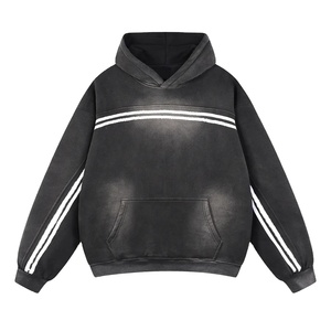 เสื้อฮู้ดดี้ผู้ชายคุณภาพสูง ปักลายเรียบๆ ทรงโอเวอร์ไซส์ ทรงบ็อกซี่  แบบสวมหัว  ไหล่ตก  ผ้าหนา น้ำหนักมาก  รับสั่งทำได้ - Product Image 1