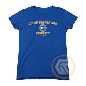T-shirt de sororité Sigma Gamma Rho pour femmes, en gros, TRÉSORS GÉRICOLES, 100% coton jersey, col rond, manches courtes, brodé, été - Product Image 3