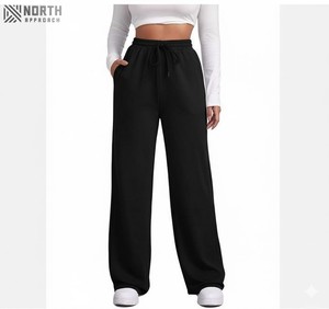 Pantalones de chándal de gran tamaño para mujer, pantalones de cintura alta, pantalones de chándal de pierna ancha de rizo francés de algodón para mujer, pantalones de chándal para hombre - Product Image 1