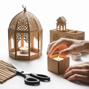 Elegante Lámpara de Metal para Ramadán con Intrincados Relieves, Luz Cálida de Vela, Perfecta para Decoración Festiva, Ambiente del Hogar y Regalos - Product Image 4