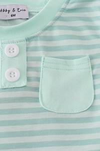 Ensemble de vêtements doux et élégants pour garçons Bloomer à rayures menthe fraîche avec coupe confortable - Product Image 3