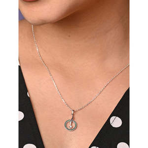 Collar con Colgante Moderno CLARA, Plata de Ley 925, Bañado en Rodio Verde, Oro Blanco, Oro Rosa, Diamante, Zirconia, Perla - Product Image 6