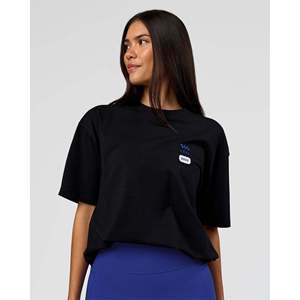 Camiseta Oversize de Algodón - Negra con Estampado Eléctrico Índigo Transpirable - Product Image 5