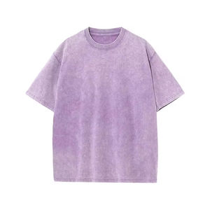 Venta al por mayor de promoción de alta calidad de peso pesado lavado con ácido de algodón recortado en blanco logotipo personalizado de los hombres impresos camiseta para hombres - Product Image 1