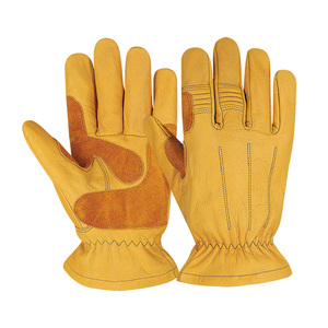 Guantes de Trabajo de Cuero Vacuno con Diseño de Logotipo Personalizado, Guantes de Seguridad Transpirables con Muñequera Elástica - Product Image 1