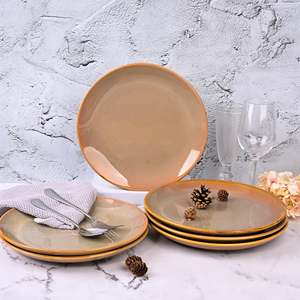Ensemble de 6 assiettes à dîner en céramique classiques de haute qualité, 10,5 pouces, design personnalisable, nouveau modèle pour hôtels et fêtes - Product Image 1