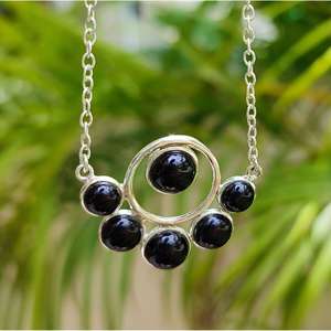 Collar Boho de Plata de Ley con Colgante de Ónix Negro Hecho a Mano, Geométrico, para Mujer, Regalo de Cumpleaños, Aniversario, Navidad - Product Image 4
