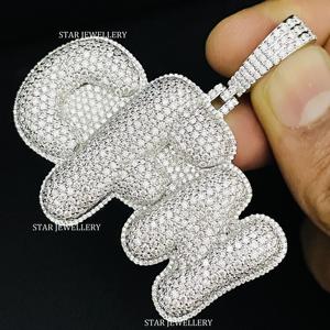 Colgante de burbuja con letra unisex personalizado de oro de 10K chapado en oro con diamantes cultivados en laboratorio, corte brillante redondo, estilo hip-hop - Product Image 4