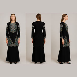 Bordado de dos piezas de Malasia Baju Kurung musulmán ropa tradicional de las mujeres islámicas Baju Kurung - Product Image 2