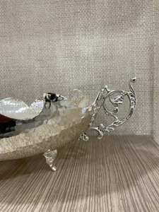 Bol de service à double poignée en argent de luxe, vaisselle de qualité supérieure pour les repas en famille, l'affichage festif et les événements spéciaux - Product Image 3