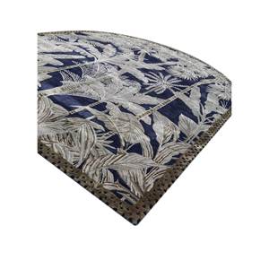 Alfombra Aurelia Azul Hecha a Mano de Lana y Viscosa, 10 mm de Grosor, con Patrones Florales y Rayados para Sala de Estar o Pasillo -Tra-15190 - Product Image 2