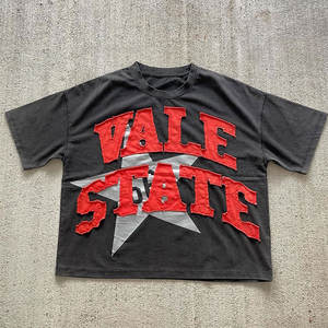 Camiseta de diseño básico con estampado, precio económico, entrega rápida, estilo oversize, hip hop, fabricante mayorista, camiseta holgada de felpa. - Product Image 1