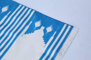 Multicolor 4x6 pies Tejido a mano Algodón Dhurrie Alfombra Artesanal indio Hecho Trenzado Técnica Geométrico Zig Zag Patrón Lavable - Product Image 2