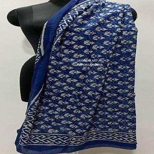 Pareos Pareo de algodón con estampado índigo de bloque de mano, ropa de playa de verano con diseño único impreso a mano - Product Image 3