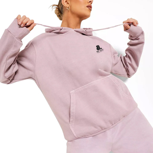 สเวตเชิ้ตโอเวอร์ไซส์ของผู้หญิงผ้าโพลีเอสเตอร์ผ้าฝ้ายโพลีเอสเตอร์ลวดลายสีทึบสำหรับฤดูหนาวแบบวินเทจซีดจาง - Product Image 1