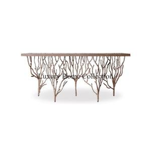 Vente en gros de table console de salon meubles en poudre faits à la main de designer blanc et or à bas prix - Product Image 6