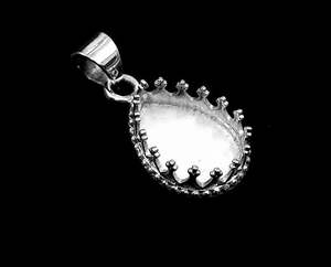 925 Sterling Silver 8x10mm Oval Crown Bezel Pendant Blank Setting Stone Resin Filling Keepsake Charm <b>Ashes</b> Resin Filling Jewelry - Product Image 1