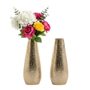 Handcrafted Pure Brass Flower Vase Set Of 2 Vintage Antique Gold Finish Metal Decorative Vases For Home Decor And <b>Gifts</b> - Product Image 6