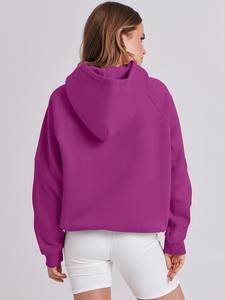 Fabricant de sweats à capuche surdimensionnés pour femmes avec logo personnalisé, en coton épais, brodés, sans cordon - Product Image 2