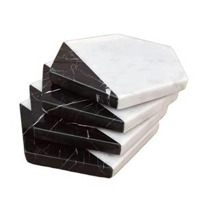 New <b>White</b> and Grey Marble Tea <b>Coaster</b> Set with Stand Wholesale Manufacturer New Design Handmade Table Top Marble Tea <b>Coaster</b> - Product Image 1