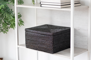 Sisu Handicraft Eco-Friendly Simple Natural White <b>Black</b> Rattan <b>Storage</b> <b>Baskets</b> <b>with</b> Lid Multi-Purpose for Food Use - Product Image 3