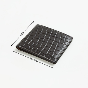 กระเป๋าสตางค์หนังม้าแบบพับสองด้านทำด้วยมือหนังวัวแท้ลายหนังแท้มีช่องใส่บัตรแบบสั้นมีช่องใส่บัตรซับในผ้าซาติน - Product Image 4