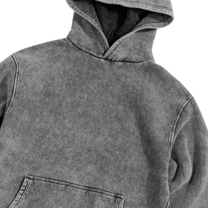 Sweat à capuche gris délavé à l'acide, style vintage, pull oversize, molleton de coton doux, streetwear décontracté, sweat à capuche d'hiver pour homme et femme - Product Image 5