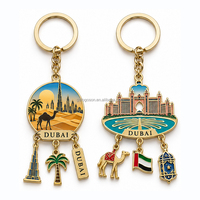 NOUVEAU Porte-clés Souvenir DUBAI Burj Khalifa avec Breloque Drapeau des EAU, Chameau, Plaqué Or, Motif Skyline, Mosquée Arabe, Logo Personnalisé, Émail, Cadeaux