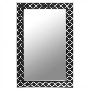 Cadre de miroir incrusté d'os fabriqué à la main avec incrustation de nacre pour décoration murale pour la maison, hôtel ou restaurant par l'artisanat du croissant - Product Image 1