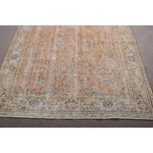 Vintage Rug, 5,9x8,9 ft Turkish Rug, <b>Brown</b> Polka dot <b>Wool</b> Rug - Product Image 5