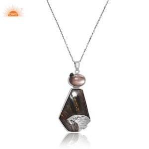 Mejor Venta de plata esterlina oxidada Natural Ojo de tigre hierro y doblete gris mopa cristal piedra preciosa joyería personalizada fabricante - Product Image 3