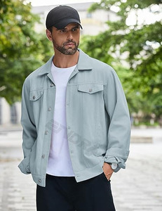 Veste en jean à col montant personnalisée pour hommes, vêtements d'extérieur respirants et décontractés pour l'hiver - Product Image 2