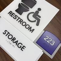 Letrero de Accesibilidad Táctil y Braille ADA Personalizado al por Mayor, Letrero Acrílico con Texto en Relieve para Hotel, Oficina, Baño, Número de Habitación